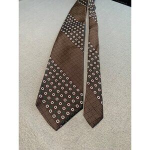 Vintage Morses Shopping Center Brown Geometric Polyester Mens Tie Necktie